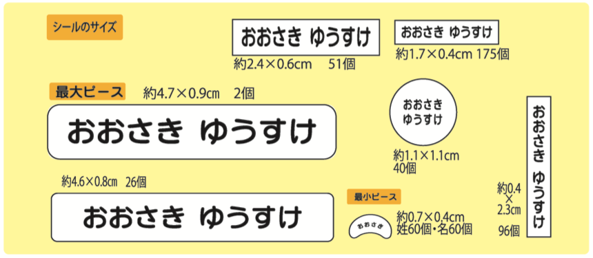 算数セットシールのサイズ